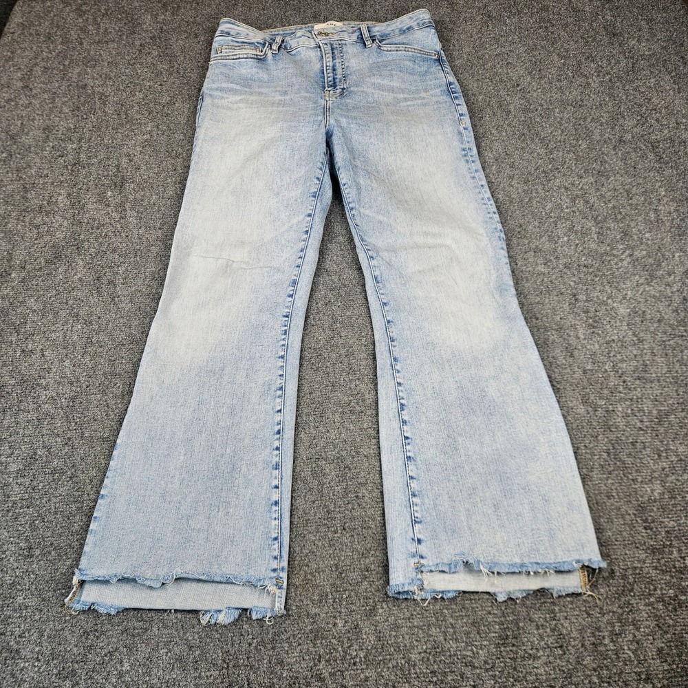 Frame Denim Le High Flare Light Wash Raw Hem Jeans Size 29 Blue High Rise